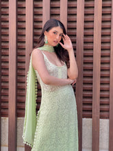 Dreamy Lime Ombré Lace Strappy Kurta Set (set of 3)
